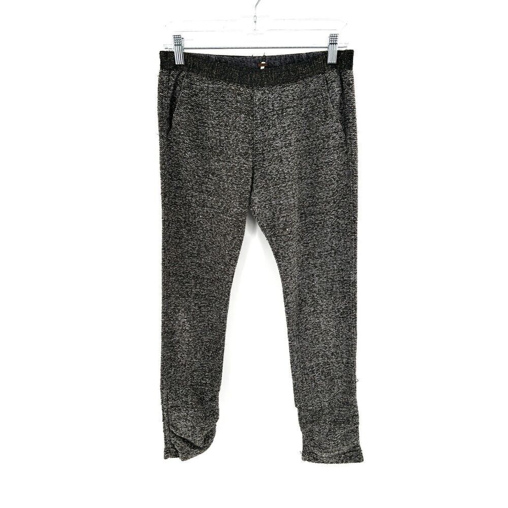 FREE PEOPLE Gray Gold Metallic Tweed Cropped Stretch Pull On Pants Size XS